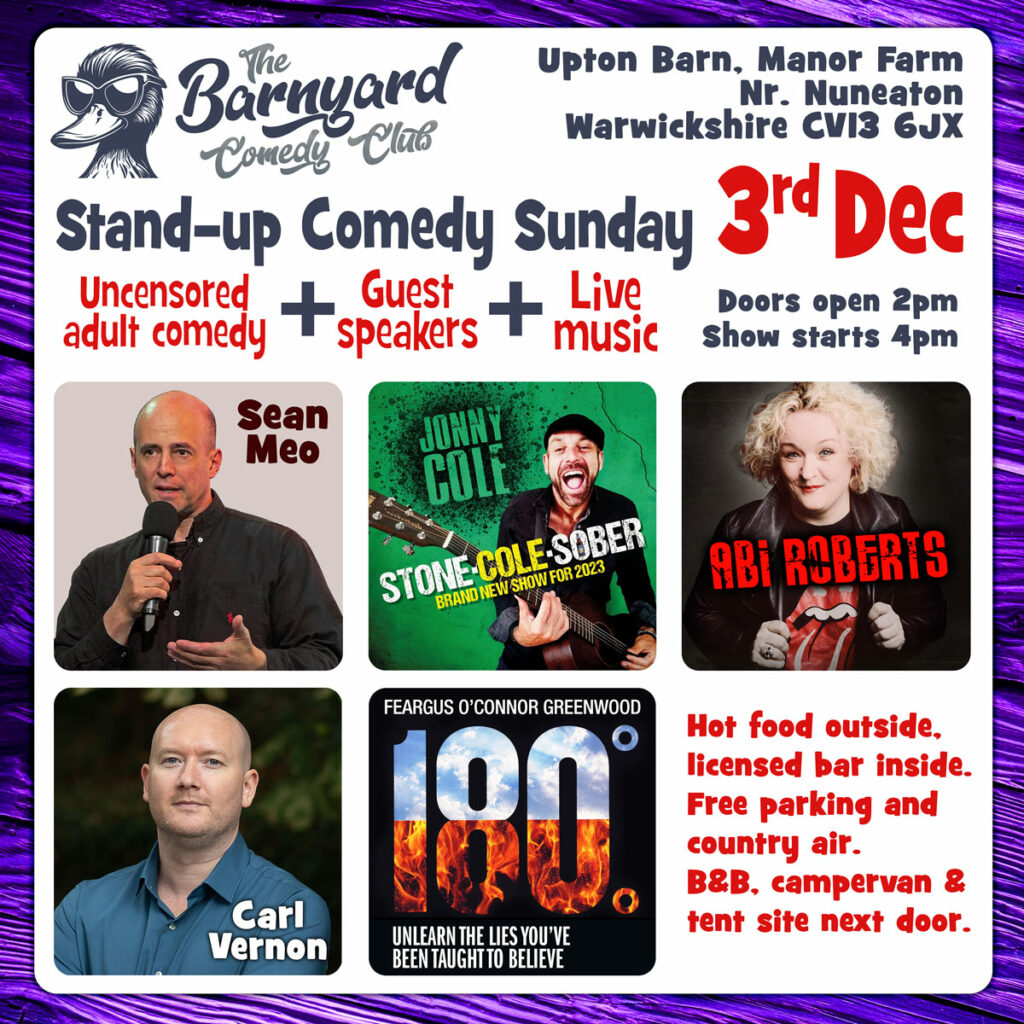 Stand-up Comedy 3rd Dec 23 at The Barnyard Comedy Club
