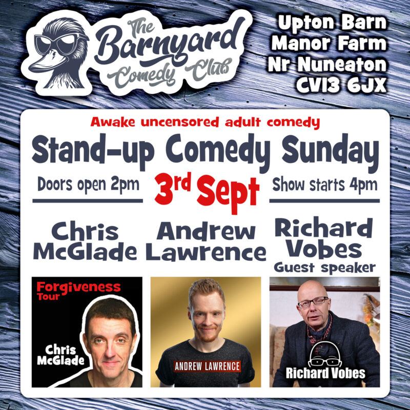Stand-up Comedy 3rd Sept 2023 - at The Barnyard Comedy Club