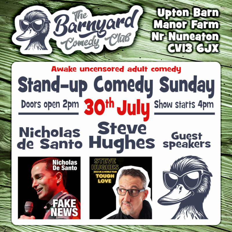 Stand-up Comedy 30th July 2023 - at The Barnyard Comedy Club