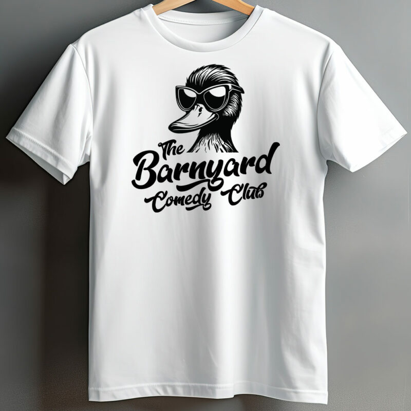 Barnyard Comedy Club White T-shirt - black logo 2